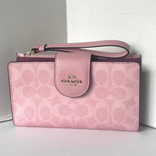 Load image into Gallery viewer, Coach Phone ID Wallet Wristlet CW780 Powder Pink Signature Canvas Clutch Bag