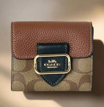 Load image into Gallery viewer, Coach Small Morgan Wallet Womens Small Brown Signature Canvas Leather Colorblock