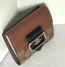 Load image into Gallery viewer, Coach Small Morgan Wallet Womens Small Brown Signature Canvas Leather Colorblock