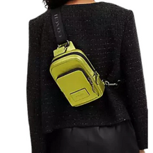 Load image into Gallery viewer, Coach Track Pack 14 Crossbody Sling Bag Metallic Leather Citrine CP141 Shoulder