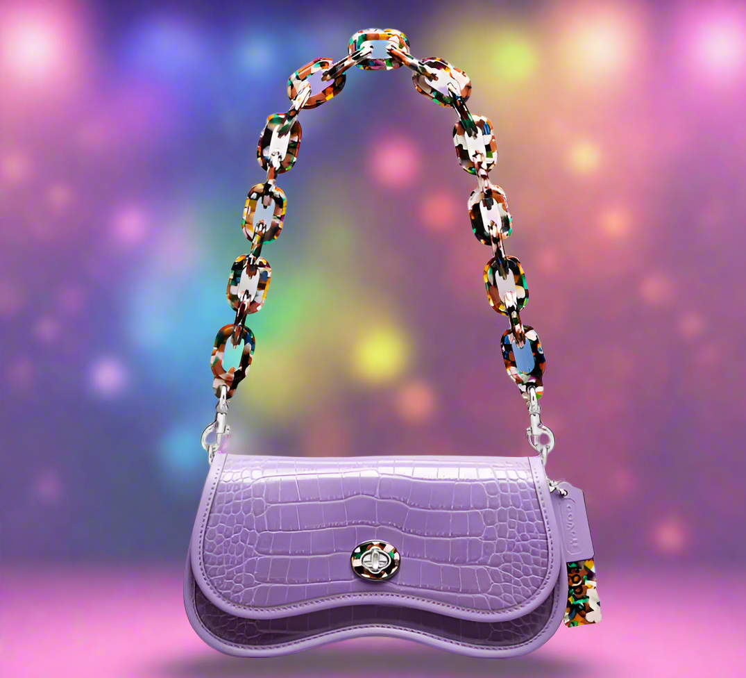Coach CT279 Wavy Dinky Crossbody Iris Croc Embossed Leather