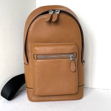 Load image into Gallery viewer, Coach West Pack Sling Bag Brown Pebble Leather Sling Backpack 2540 Adjustable