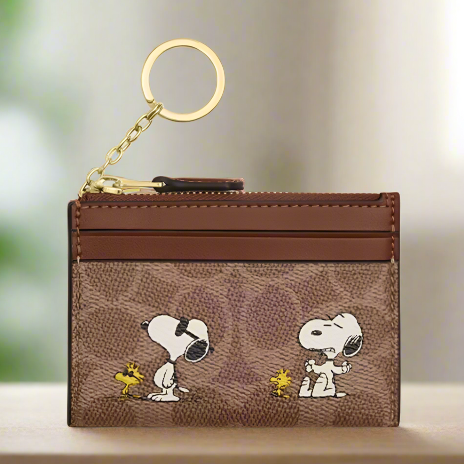 Coach X Peanuts 2025 Mini Skinny Id Case Snoopy CBT14 Brown