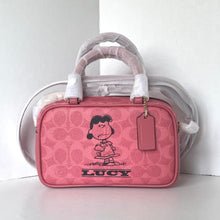 Load image into Gallery viewer, Coach X Peanuts CBJ62 Satchel Crossbody Bag Women’s Signature Canvas Lucy Pink