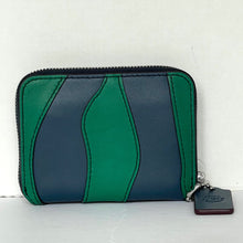 Load image into Gallery viewer, Coach Zip Around Wallet Coachtopia Wavy Stripe Upcrafted Leather CQ865 Green Blue