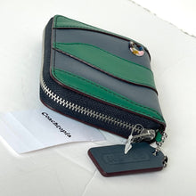 Load image into Gallery viewer, Coach Zip Around Wallet Coachtopia Wavy Stripe Upcrafted Leather CQ865 Green Blue