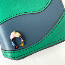 Load image into Gallery viewer, Coach Zip Around Wallet Coachtopia Wavy Stripe Upcrafted Leather CQ865 Green Blue