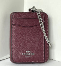 Load image into Gallery viewer, Coach Zip Card Case ID Wallet Pebbled Leather 6303 Mini Chain Strap