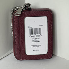 Load image into Gallery viewer, Coach Zip Card Case ID Wallet Pebbled Leather 6303 Mini Chain Strap