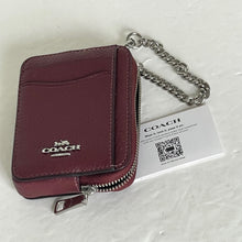 Load image into Gallery viewer, Coach Zip Card Case ID Wallet Pebbled Leather 6303 Mini Chain Strap