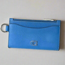 Load image into Gallery viewer, Coach Zip Card Case Leather Wallet Blue With D-Ring Clip Blue Unisex
