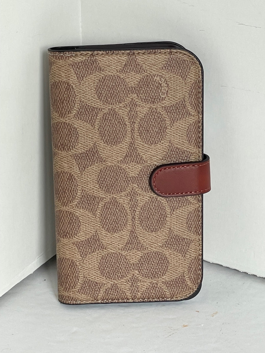 Coach iPhone 15/14/13 Folio Case Brown Signature Canvas Detachable Wal –  Luxe Fashion Finds