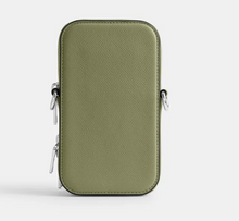Load image into Gallery viewer, Coach Phone Crossbody Bag CP272 Crossgrain Leather Moss Pockets ORGPKG