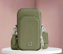 Load image into Gallery viewer, Coach_phone_crossbody_Moss_crossgrain_leather_cd