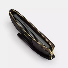 Load image into Gallery viewer, Black wallet with gold zipper on a white background