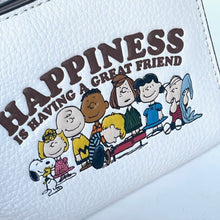 Load image into Gallery viewer, Coach x Peanuts 2025 Snap Wallet Charlie Brown Gang CBN36 75th Anniversary White