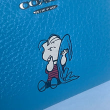 Load image into Gallery viewer, Coach x Peanuts 2025 Snap Wallet Linus CBN91 Snoopy 75th Anniversary Blue