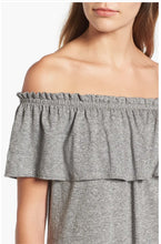 Load image into Gallery viewer, Current Elliott Dress Off Shoulder Small Womens Gray Mini  Ruffle Stretch Jersey (1)