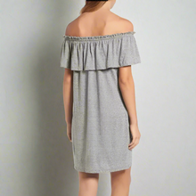 Load image into Gallery viewer, Current_Elliott_Dress_Womens_Small_Gray_Off_Shoulder_Mini_Ruffle_Stretch_Jersey_1