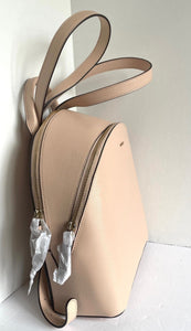 DKNY Backpack Womens Medium Beige Leather Double Zip Scarf Adjustable Bag