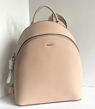 Load image into Gallery viewer, DKNY Backpack Womens Medium Beige Leather Double Zip Scarf Adjustable Bag