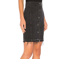 Load image into Gallery viewer, DL1961 Denim Skirt Womens Large Black High Rise Stretch Short Raw Hem Poppy