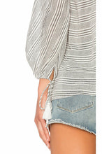 Load image into Gallery viewer, Derek Lam 10 Crosby Women's Stripe Cotton V-Neck Tassel Tie Blouse Tunic -10