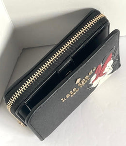 Disney X Kate Spade ID Wallet Black Minnie Mouse Small Zip Around Bifold Coin
