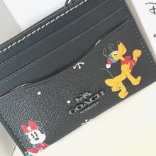Load image into Gallery viewer, Disney x Coach Slim ID Card Case CN032 Black Holiday Minnie Pluto Limited Edition