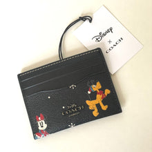 Load image into Gallery viewer, Disney x Coach Slim ID Card Case CN032 Black Holiday Minnie Pluto Limited Edition