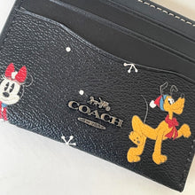 Load image into Gallery viewer, Disney x Coach Slim ID Card Case CN032 Black Holiday Minnie Pluto Limited Edition