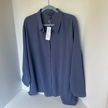 Load image into Gallery viewer, Eileen Fisher Silk Georgette Shirt Womens Blue Long Sleeve Relaxed Fit Lightweight