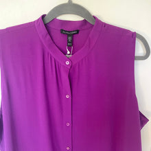 Load image into Gallery viewer, Eileen Fisher Silk Georgette Blouse Womens Plus Purple Sleeveless Lightweight Top