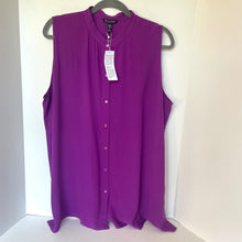 Load image into Gallery viewer, Eileen Fisher Silk Georgette Blouse Womens Plus Purple Sleeveless Lightweight Top