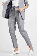 Load image into Gallery viewer, Equipment Pant Womens 12 Blue Tie Waist Trouser Plaid Cotton Wool Marcelle
