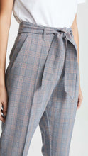 Load image into Gallery viewer, Equipment Pant Womens 12 Blue Tie Waist Trouser Plaid Cotton Wool Marcelle