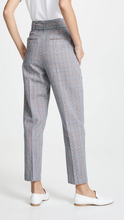 Load image into Gallery viewer, Equipment Pant Womens 12 Blue Tie Waist Trouser Plaid Cotton Wool Marcelle