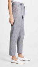 Load image into Gallery viewer, Equipment Pant Womens 12 Blue Tie Waist Trouser Plaid Cotton Wool Marcelle