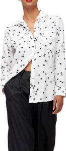 Equipment Slim Signature Silk Shirt Womens White Starry Night Long Sleeve Top