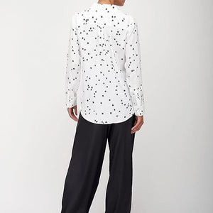 Equipment Slim Signature Silk Shirt Womens White Starry Night Long Sleeve Top