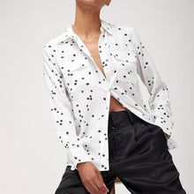 Load image into Gallery viewer, Equipment Slim Signature Silk Shirt Womens White Starry Night Long Sleeve Top