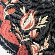 Load image into Gallery viewer, FreePeopleBugleBeadClutchSlingBagBlackFloralEmbroideredShoulderBag