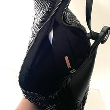 Load image into Gallery viewer, FreePeopleBugleBeadClutchSlingBagBlackFloralEmbroideredShoulderBag