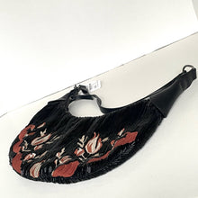 Load image into Gallery viewer, FreePeopleBugleBeadClutchSlingBagBlackFloralEmbroideredShoulderBag