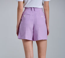 Load image into Gallery viewer, GANT Shorts Womens Purple 12 Straight Leg Pleated Linen Blend Lightweight 42