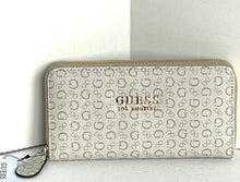 Load image into Gallery viewer, Guess Wallet Womens Large Beige Accordian Zip Around Continental Logo Vegan