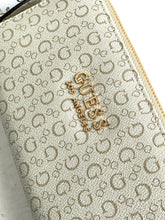 Load image into Gallery viewer, Guess Wallet Womens Large Beige Accordian Zip Around Continental Logo Vegan