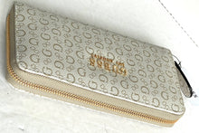Load image into Gallery viewer, Guess Wallet Womens Large Beige Accordian Zip Around Continental Logo Vegan