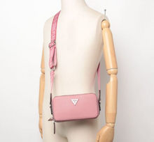 Load image into Gallery viewer, Guess Charlestown Camera Bag Pink Small Crossbody Double Zip Guitar Strap Purse