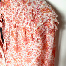 Load image into Gallery viewer, Paige Margret Silk Georgette Shirt Medium Paisley Frill Long Sleeve Sherbert